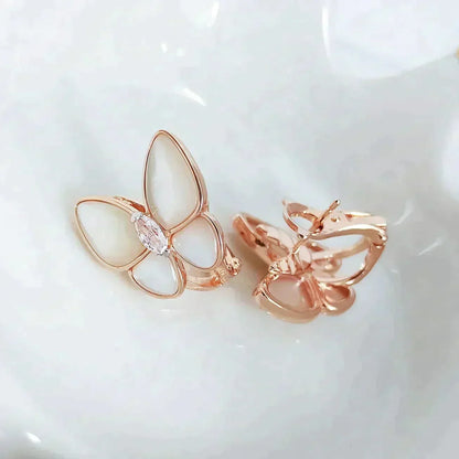 [Bling Jewelrys ]SCHMETTERLINGS-OHRRINGE AUS PERLMUTT MIT DIAMANTEN