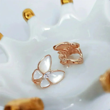 [Bling Jewelrys ]SCHMETTERLINGS-OHRRINGE AUS PERLMUTT MIT DIAMANTEN