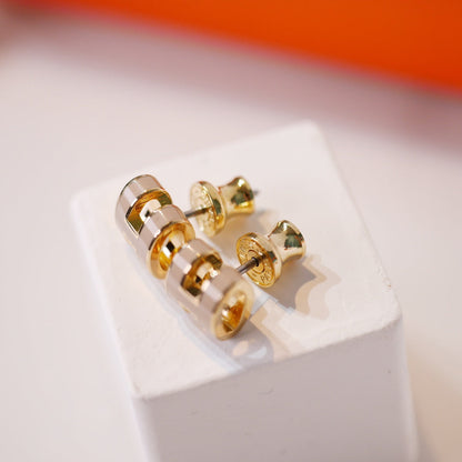 [Bling Jewelrys ]MINI POP H GOLD EARRINGS GREY