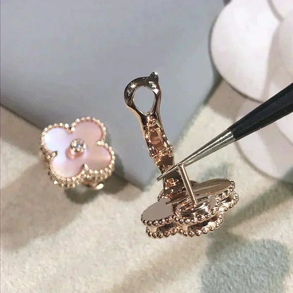 [Bling Jewelrys] CLOVER MEDIUM 1 MOTIV PINK PERLMUTT DIAMANT OHRRINGE