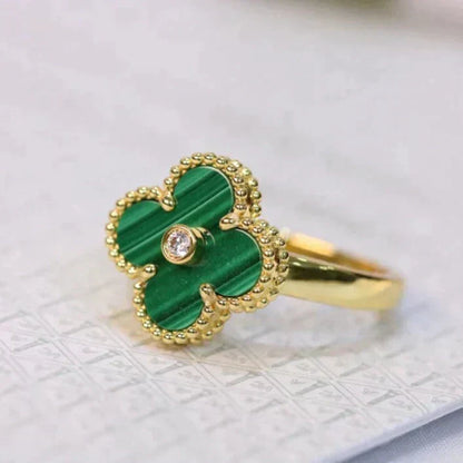 [Bling Jewelrys ]CLOVER MALACHITE RING GOLD DIAMOND