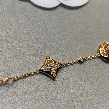 [Bling Jewelrys ]STAR AND SUN 4 MOTIFS GOLD DIAMONDS BRACELET