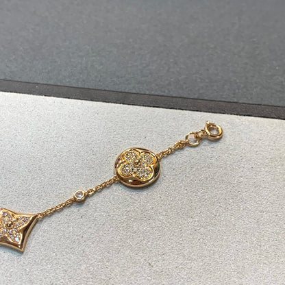 [Bling Jewelrys ]STAR AND SUN 4 MOTIFS GOLD DIAMONDS BRACELET