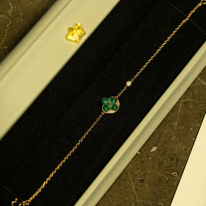 [Bling Jewelrys ]SUN MALACHITE 1 DIAMOND PINK GOLD BRACELET