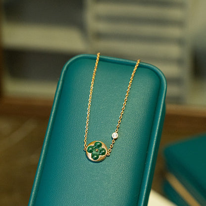 [Bling Jewelrys ]SUN MALACHITE 1 DIAMOND PINK GOLD BRACELET