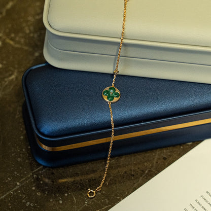 [Bling Jewelrys ]SUN MALACHITE 1 DIAMOND PINK GOLD BRACELET