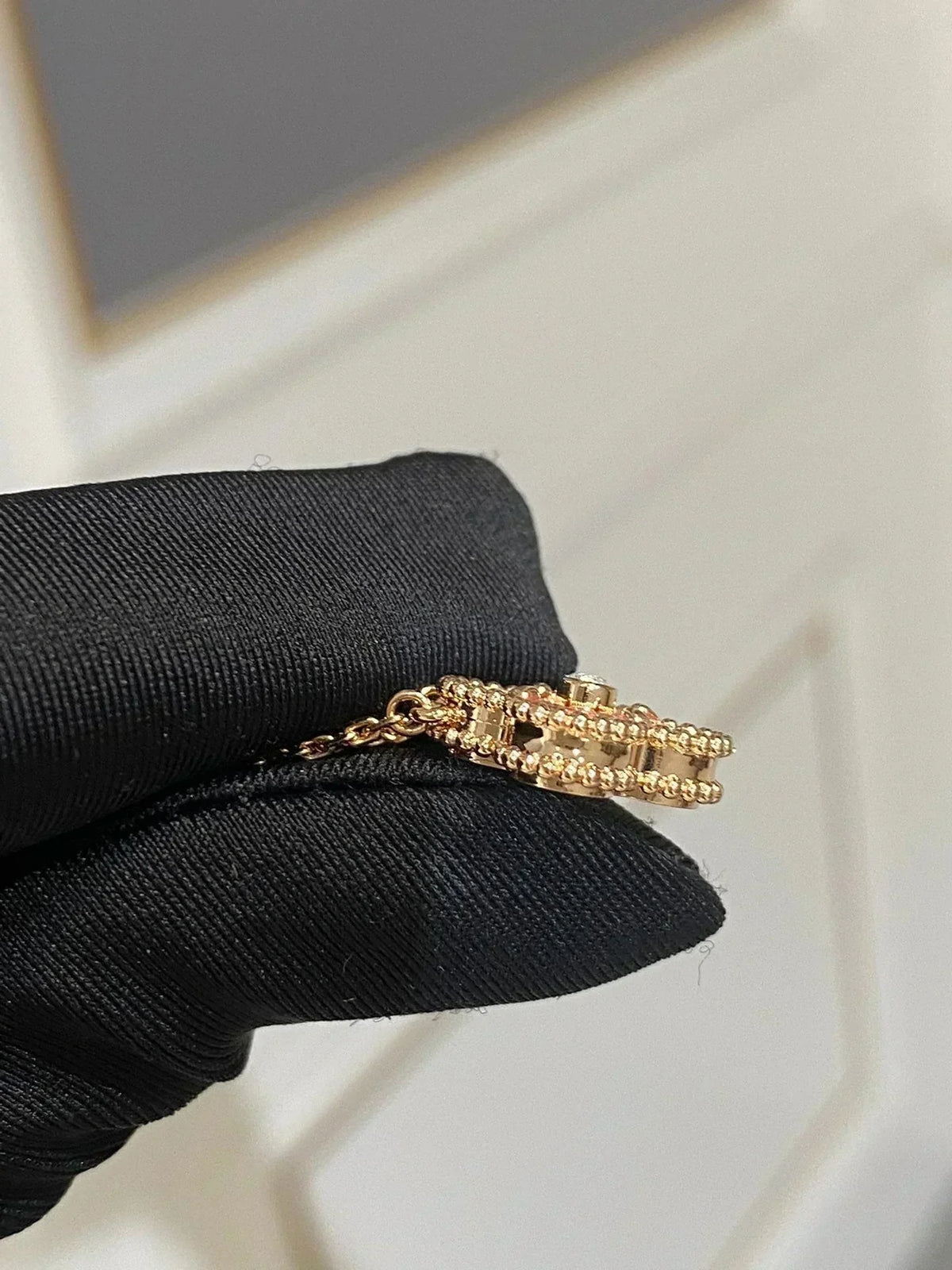 [Bling Jewelrys] KLEEBATT 15MM DIAMANT RHODONIT HALSKETTE