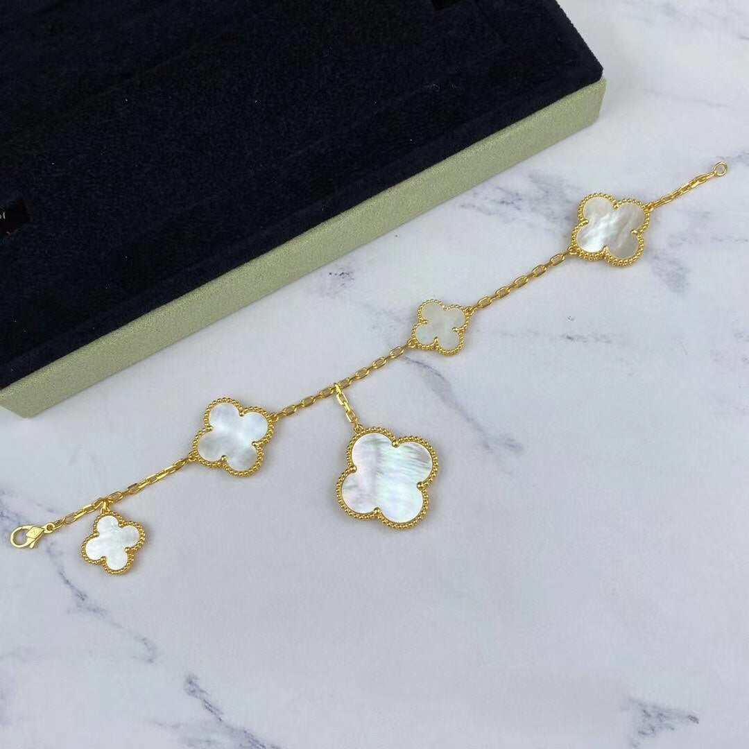 [Bling Jewelrys ]MAGIC CLOVER MOP GOLD BRACELET 5 MOTIFS