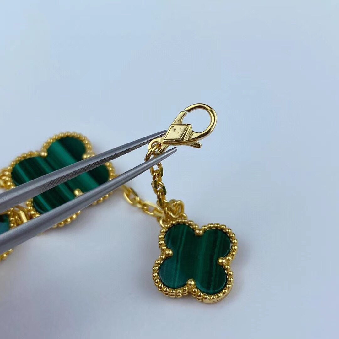 [Bling Jewelrys ]MAGIC CLOVER MALACHITE GOLD BRACELET 5 MOTIFS
