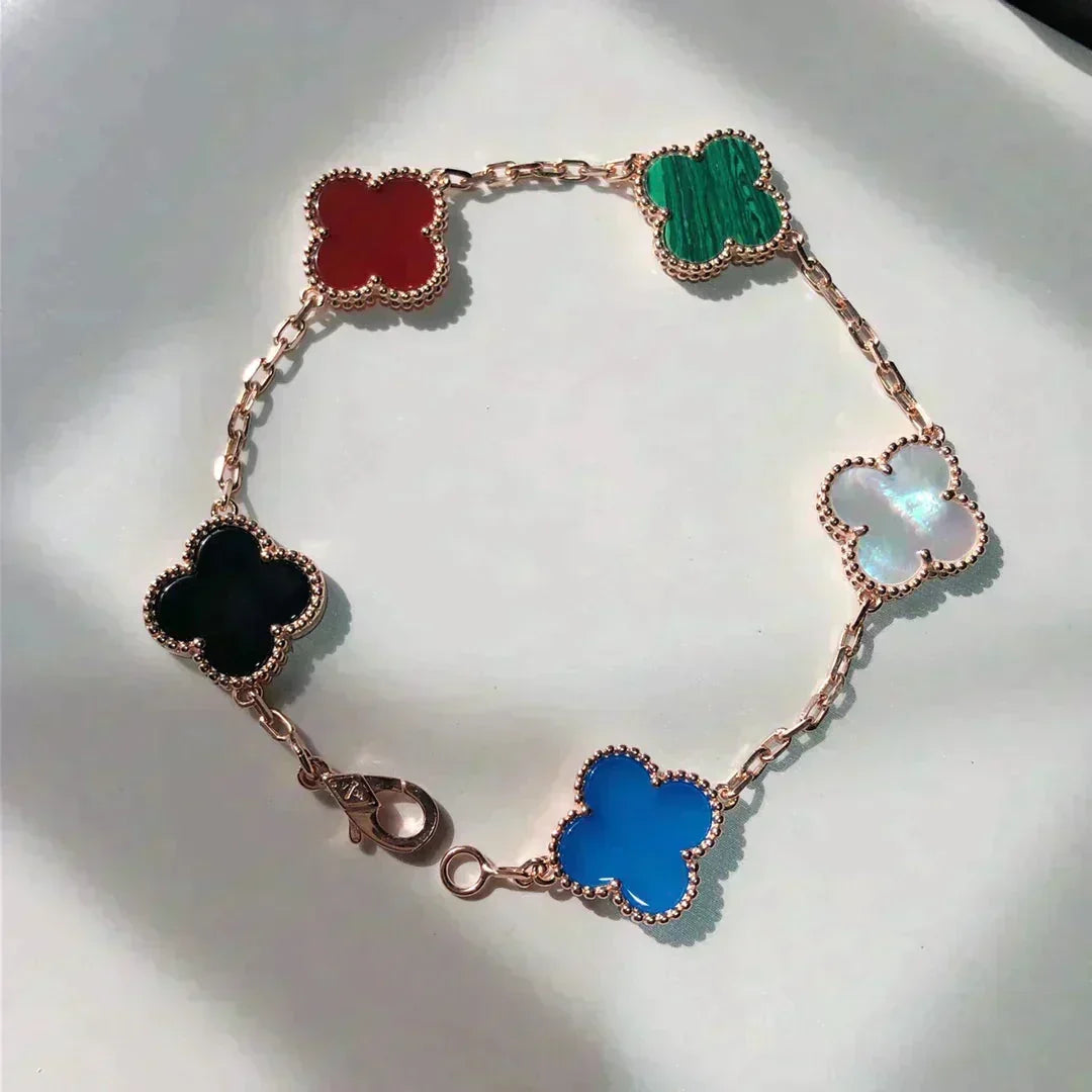 [Bling Jewelrys ]CLOVER 5 MOTIFS MULTICOLOR BRACELET