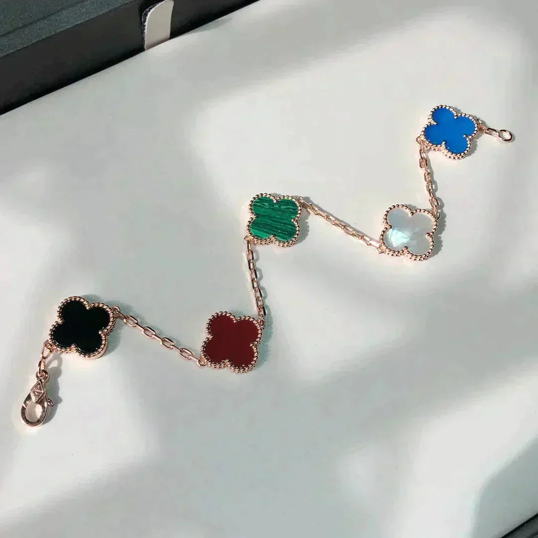 [Bling Jewelrys ]CLOVER 5 MOTIFS MULTICOLOR BRACELET