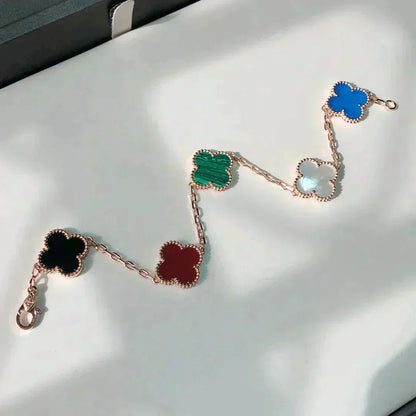 [Bling Jewelrys ]CLOVER 5 MOTIFS MULTICOLOR BRACELET