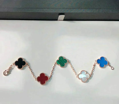 [Bling Jewelrys ]CLOVER 5 MOTIFS MULTICOLOR BRACELET