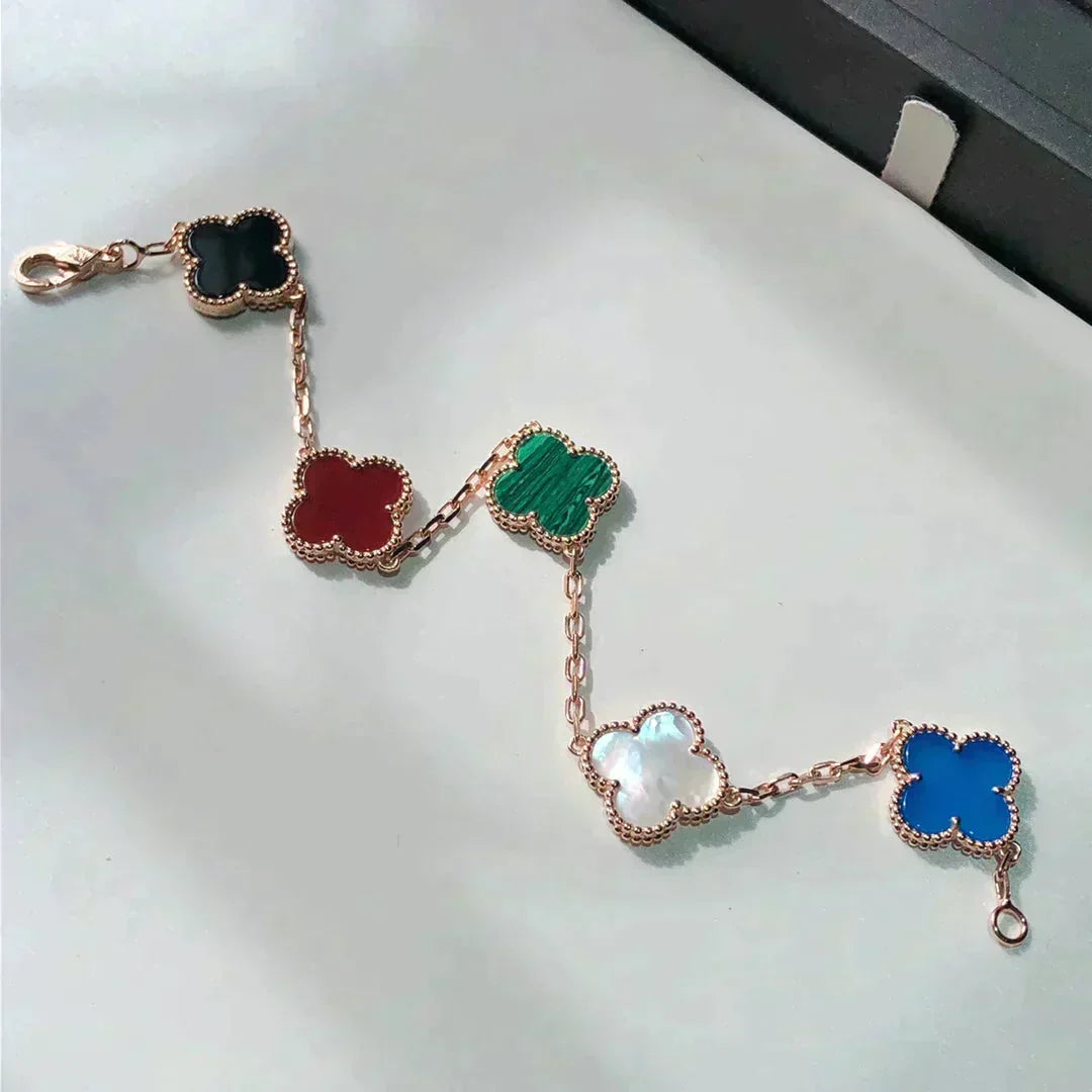 [Bling Jewelrys ]CLOVER 5 MOTIFS MULTICOLOR BRACELET