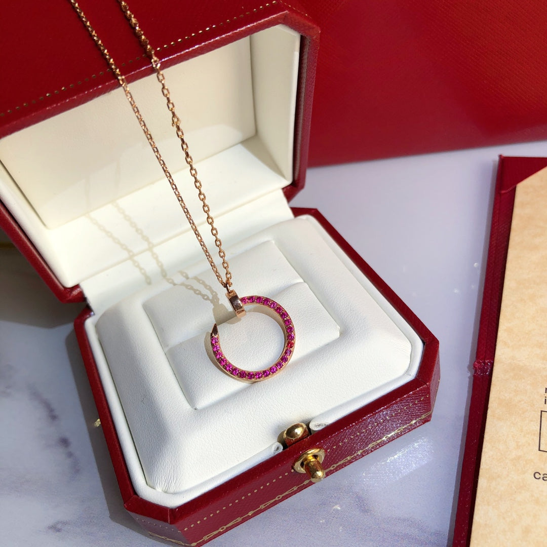 [Bling Jewelrys ]JUSTE NECKLACE GOLD RED DIAMONDS