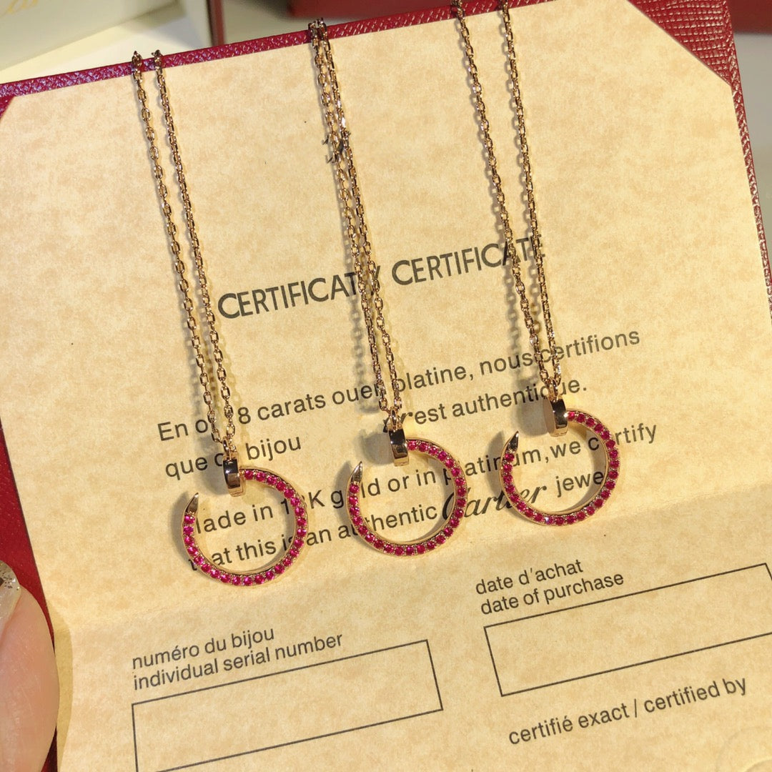 [Bling Jewelrys ]JUSTE NECKLACE GOLD RED DIAMONDS