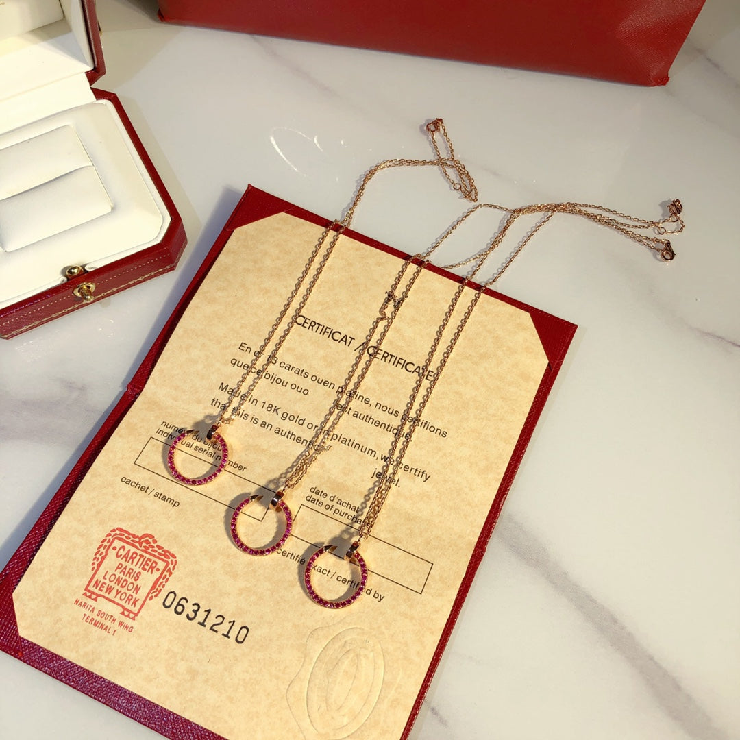 [Bling Jewelrys ]JUSTE NECKLACE GOLD RED DIAMONDS
