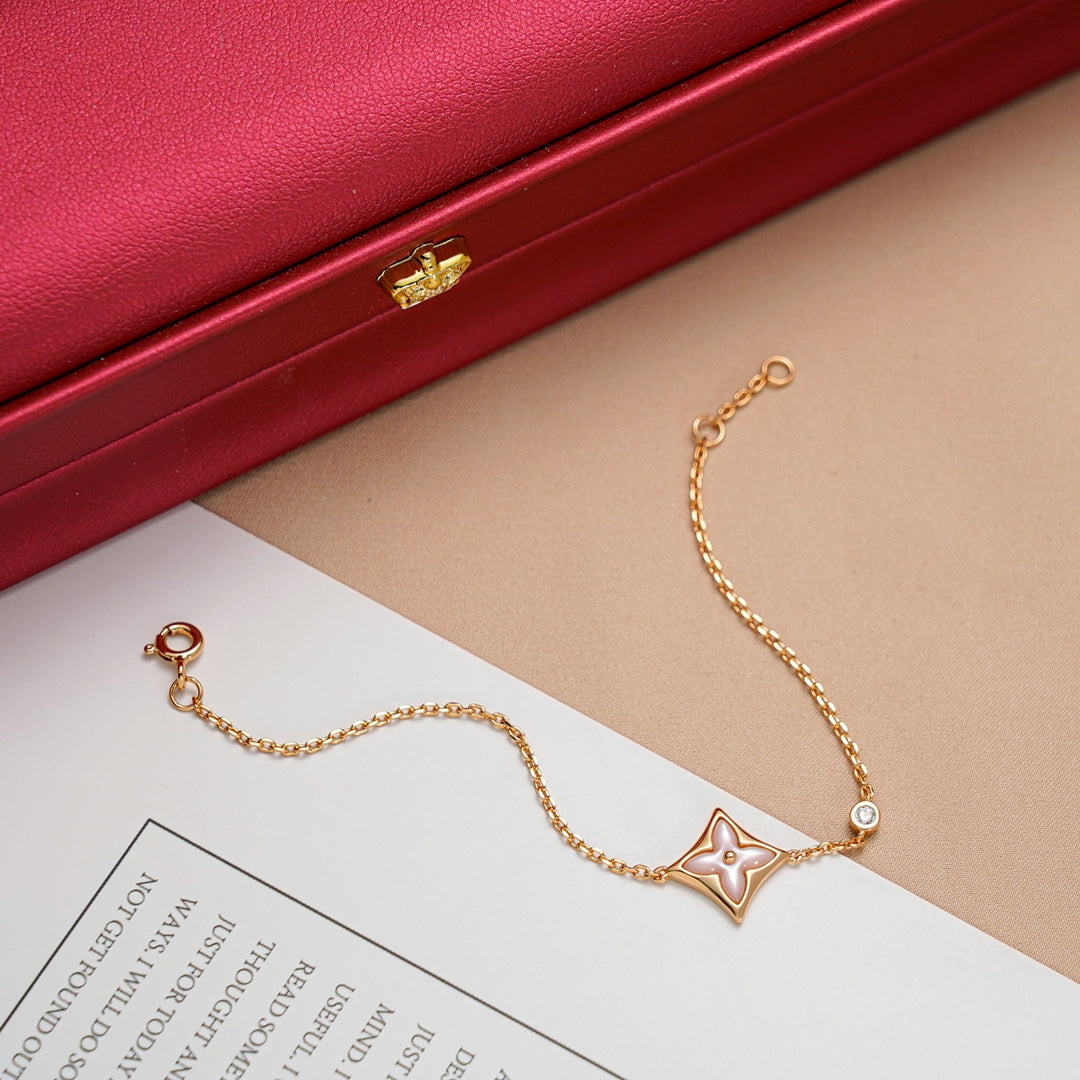 [Bling Jewelrys ]STAR 1 DIAMOND PINK GOLD BRACELET