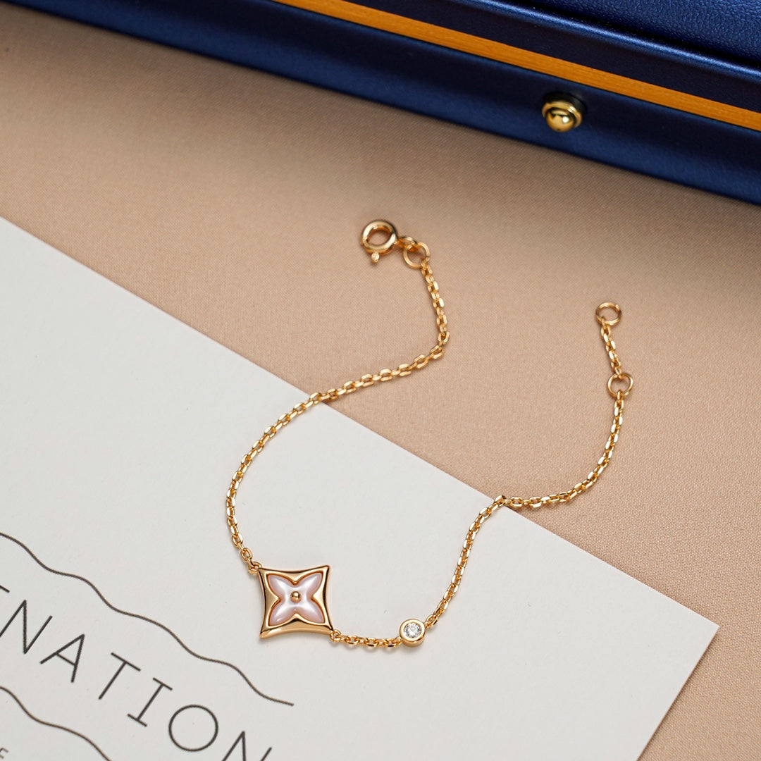 [Bling Jewelrys ]STAR 1 DIAMOND PINK GOLD BRACELET