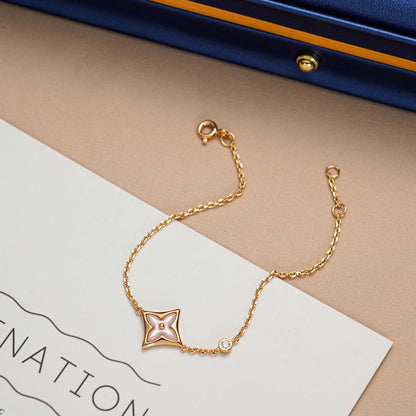 [Bling Jewelrys ]STAR 1 DIAMOND PINK GOLD BRACELET