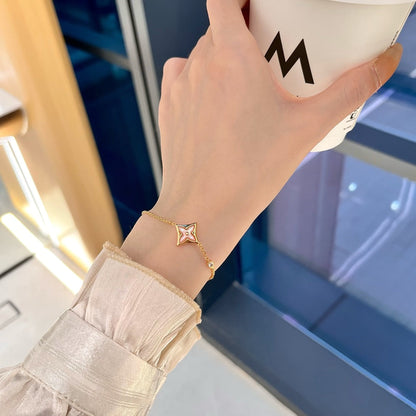 [Bling Jewelrys ]STAR 1 DIAMOND PINK GOLD BRACELET