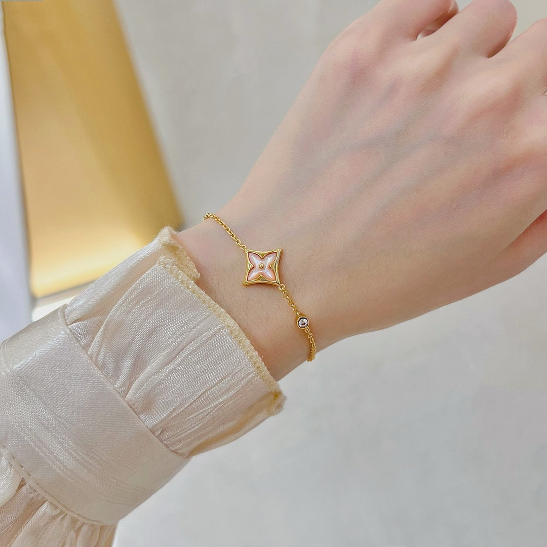 [Bling Jewelrys ]STAR 1 DIAMOND PINK GOLD BRACELET