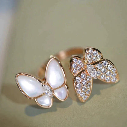 [Bling Jewelrys ]TWIN BUTTERFLY DIAMOND MOP RING