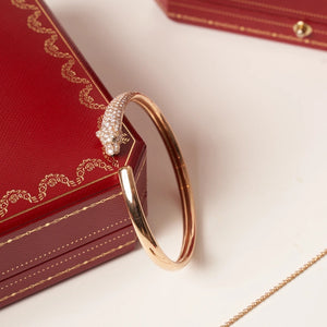 [Bling Jewelrys ]PANTHERE ROSE GOLD DIAMOND OPEN BRACELET