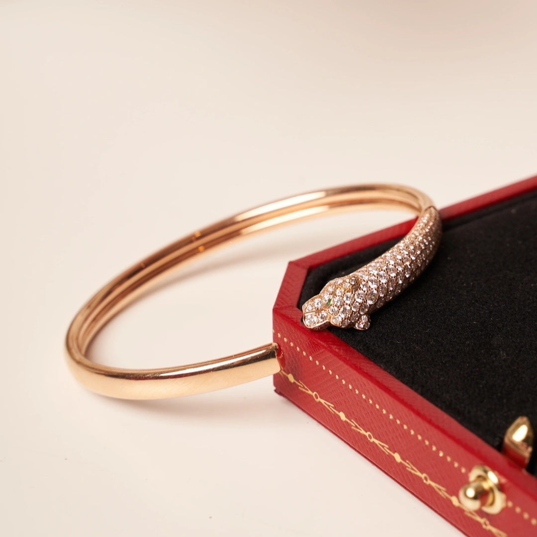 [Bling Jewelrys ]PANTHERE ROSÉGOLD-DIAMANT-ARMREIF MIT OFFENER SCHIENE