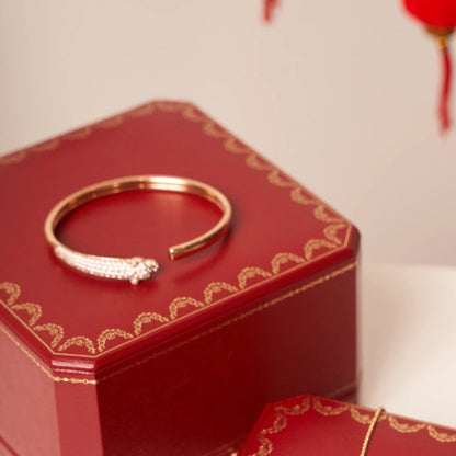 [Bling Jewelrys ]PANTHERE ROSÉGOLD-DIAMANT-ARMREIF MIT OFFENER SCHIENE
