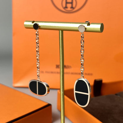[Bling Jewelrys ]CHAINE VERSO BLACK CERAMIC EARRINGS