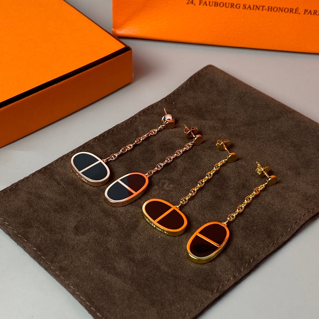 [Bling Jewelrys ]CHAINE VERSO BLACK CERAMIC EARRINGS