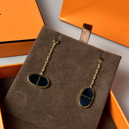 [Bling Jewelrys ]CHAINE VERSO BLACK CERAMIC EARRINGS