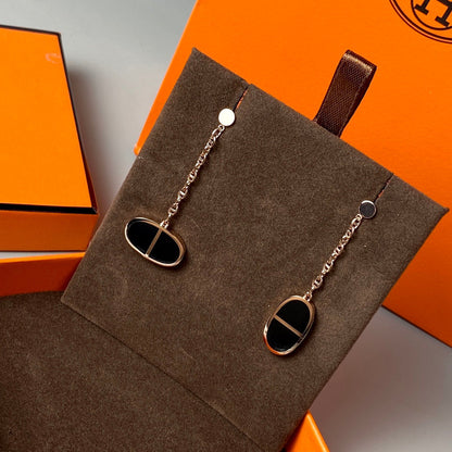 [Bling Jewelrys ]CHAINE VERSO BLACK CERAMIC EARRINGS