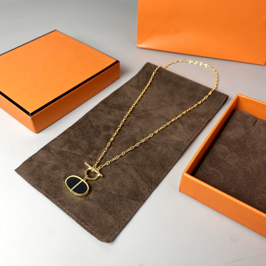 [Bling Jewelrys ]CHAINE VERSO BLACK CERAMIC NECKLACE