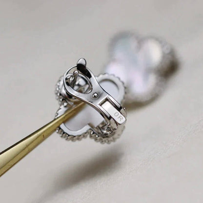[Bling Jewelrys] KLEEBATT MITTEL 1 MOTIV WEISSES PERLMUTT OHRRINGE SILBER