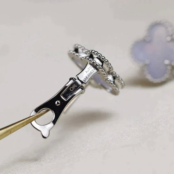 [Bling Jewelrys] KLEEBATT MITTEL 1 MOTIV WEISSES PERLMUTT OHRRINGE SILBER