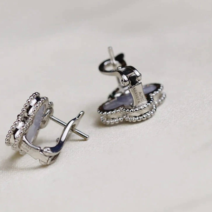 [Bling Jewelrys] KLEEBATT MITTEL 1 MOTIV WEISSES PERLMUTT OHRRINGE SILBER