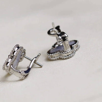 [Bling Jewelrys] KLEEBATT MITTEL 1 MOTIV WEISSES PERLMUTT OHRRINGE SILBER