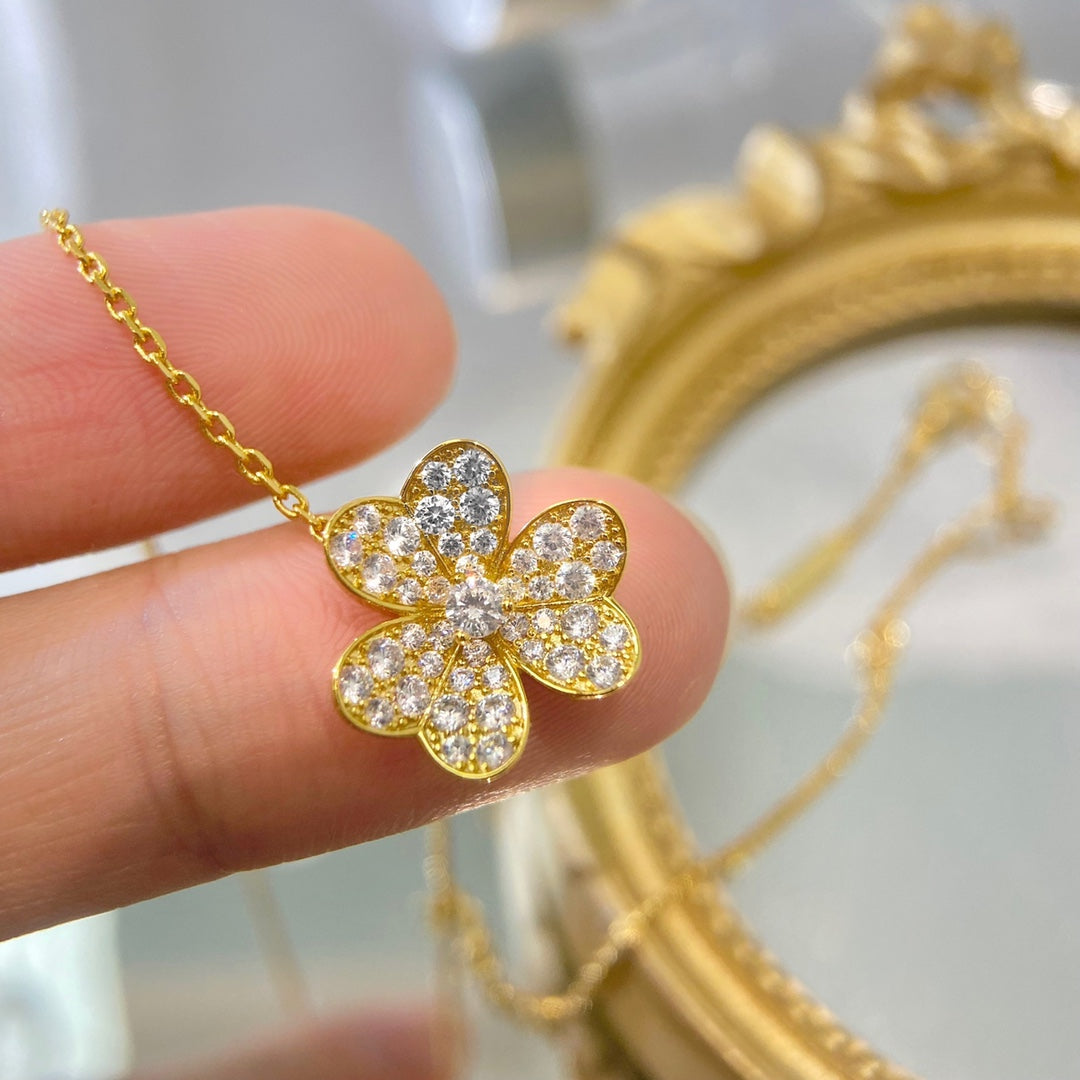 [Bling Jewelrys ]BLUMEN-DIAMANT-HALSKETTE