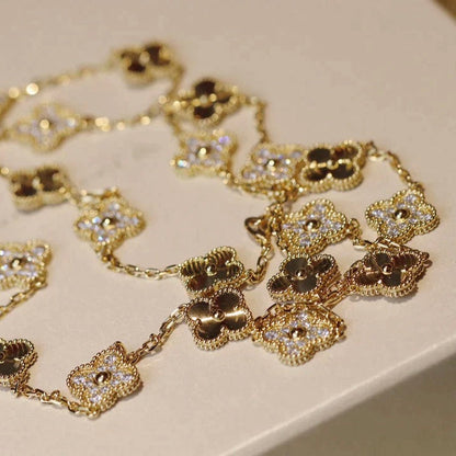 [Bling Jewelrys ]CLOVER 20 MOTIFS LASER DIAMOND NECKLACE