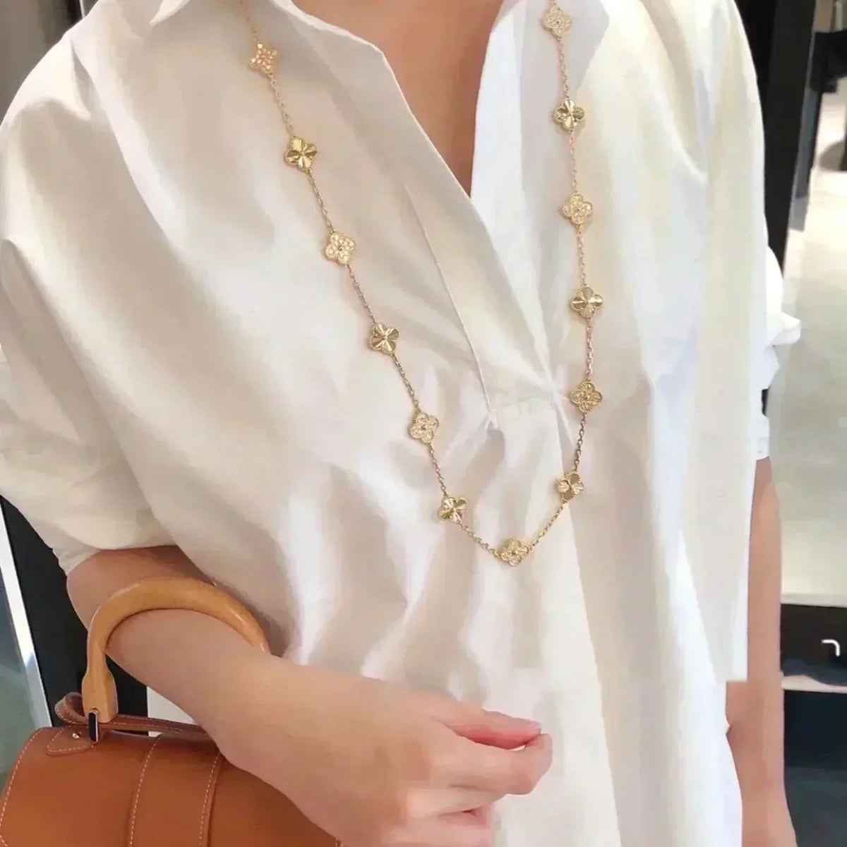 [Bling Jewelrys ]CLOVER 20 MOTIFS LASER DIAMOND NECKLACE