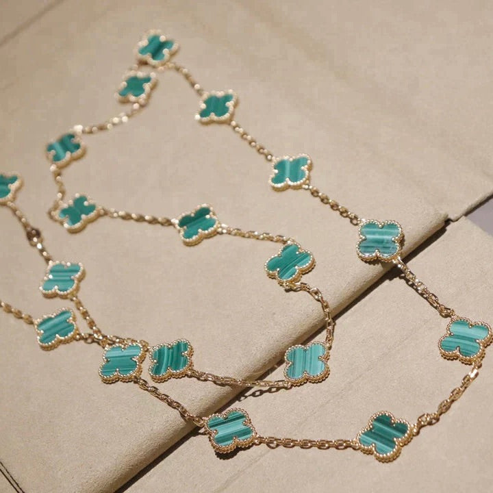 [Bling Jewelrys ]CLOVER 20 MOTIFS MALACHITE GOLD