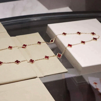 [Bling Jewelrys ]CLOVER 20 MOTIFS CARNELIAN NECKLACE