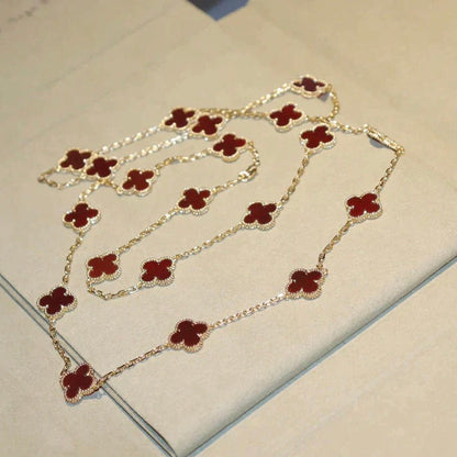 [Bling Jewelrys ]CLOVER 20 MOTIFS CARNELIAN NECKLACE