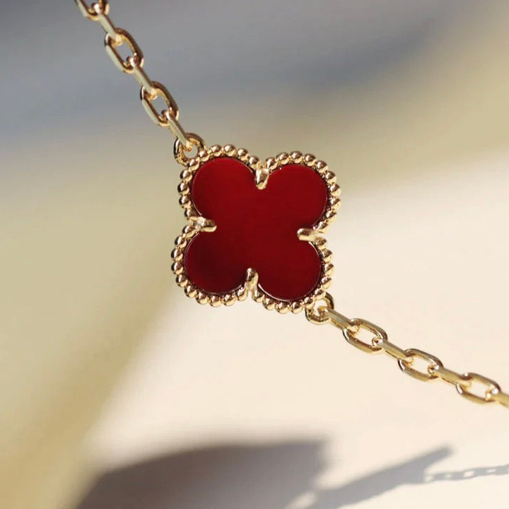 [Bling Jewelrys ]CLOVER 20 MOTIFS CARNELIAN NECKLACE