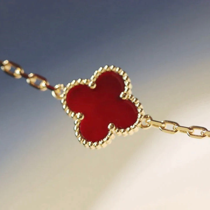 [Bling Jewelrys ]CLOVER 20 MOTIFS CARNELIAN NECKLACE