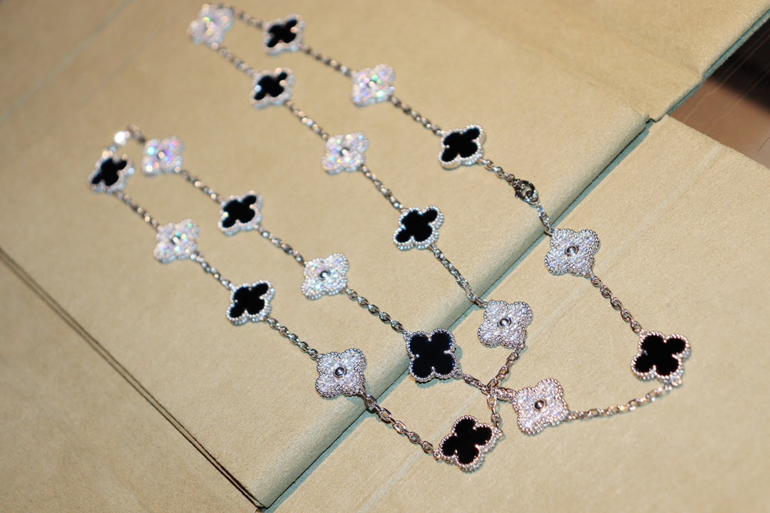 [Bling Jewelrys ]クローバー 20モチーフ オニキス ダイヤモンド シルバー