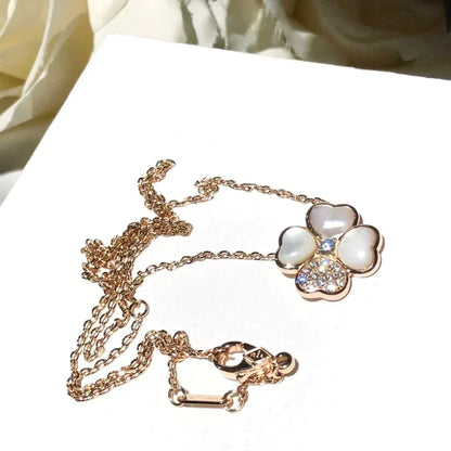 [Bling Jewelrys] KLEEBATT MOP DIAMANT ROSÉGOLD-HALSKETTE