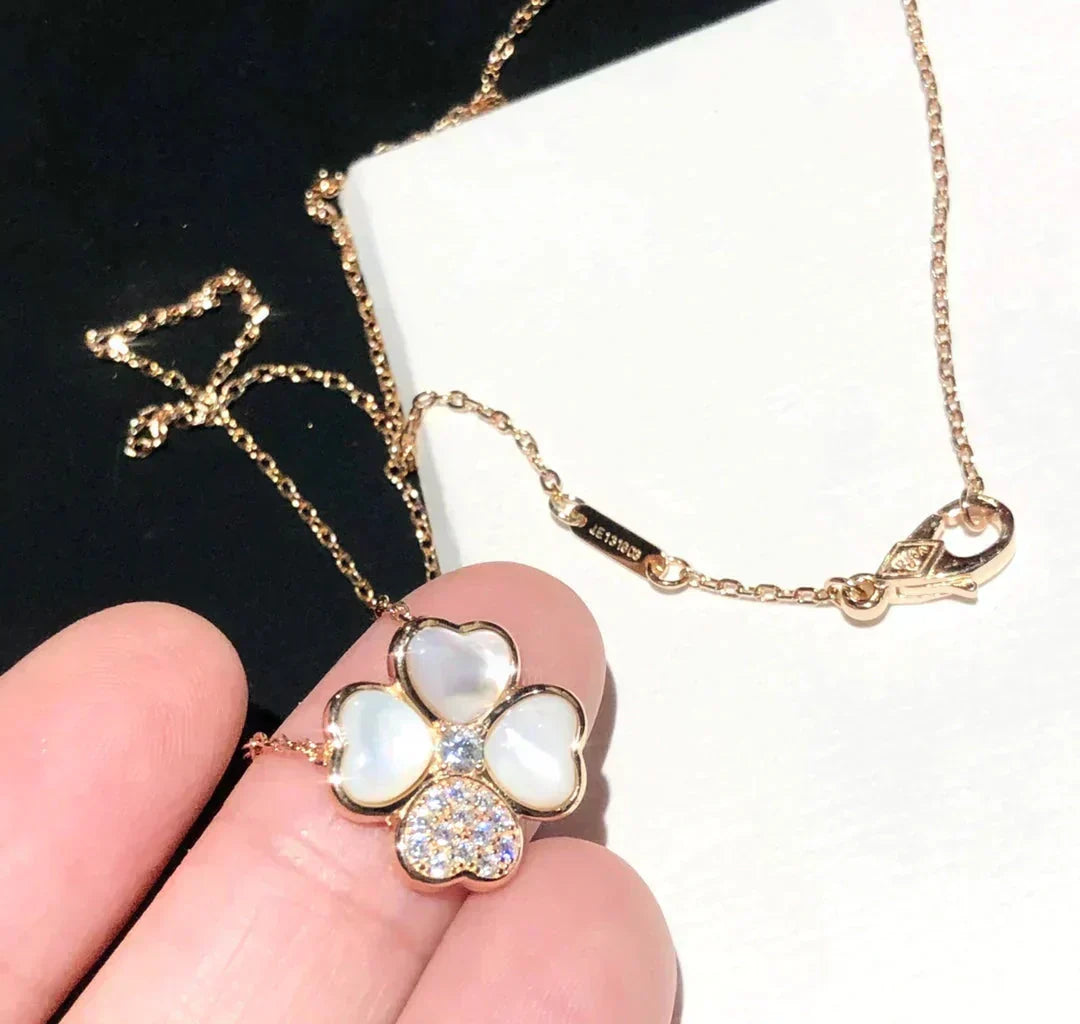 [Bling Jewelrys] KLEEBATT MOP DIAMANT ROSÉGOLD-HALSKETTE